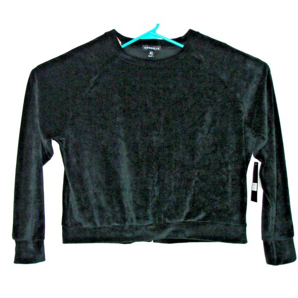 NEW Kimberlys Womens Black Velour Velvet Sweatshirt Size XL Pullover So Soft NWT - Picture 1 of 11